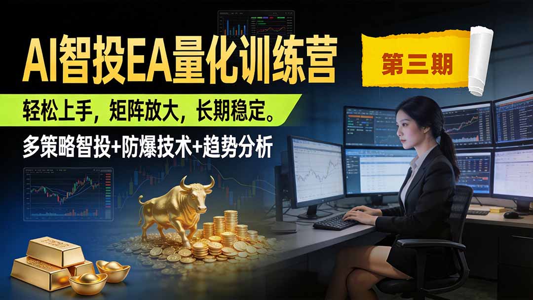 (19737期)AI智投EA量化训练营第三期,多策略智投+防爆技术+趋势分析 ,小白轻松上手,矩阵放大,长期稳定,日入500U。(指南)-元界资源网