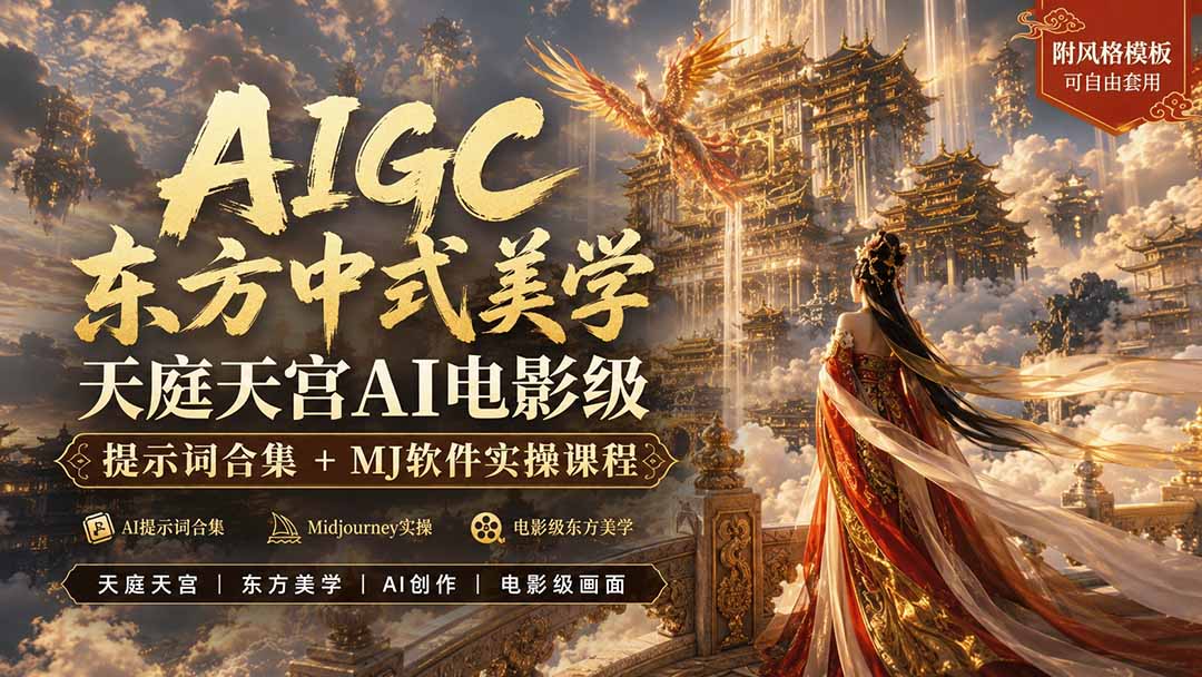 （19998期）AIGC东方中式美学天庭天宫AI电影级提示词合集+MJ软件实操课程（合集）-元界资源网