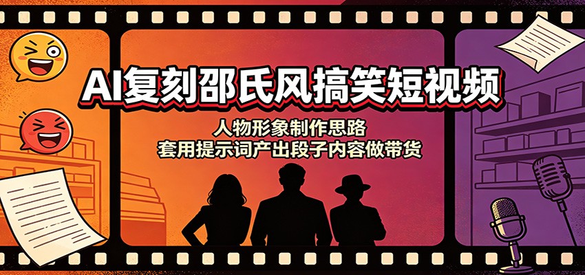 AI复刻邵氏风搞笑短视频：人物形象制作思路，套用提示词产出段子内容做带货（指南）-元界资源网