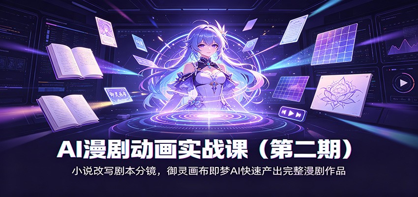 AI漫剧动画实战课（第二期)：小说改写剧本分镜，御灵画布即梦AI快速产出完整漫剧作品（合集）-元界资源网