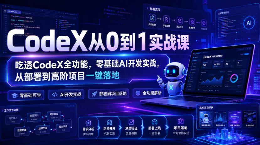 CodeX从0到1实战课，吃透CodeX全功能，零基础AI开发实战，从部署到高阶项目一键落地（详解）-元界资源网