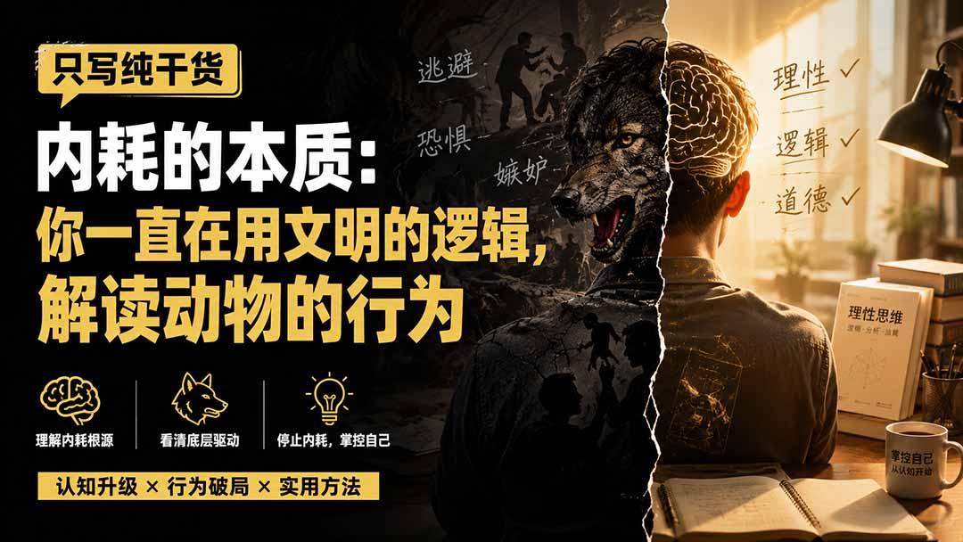 【分享】(19849期)付费文章:只写纯干货-内耗的本质:你一直在用文明的逻辑,解读动物的行为-元界资源网