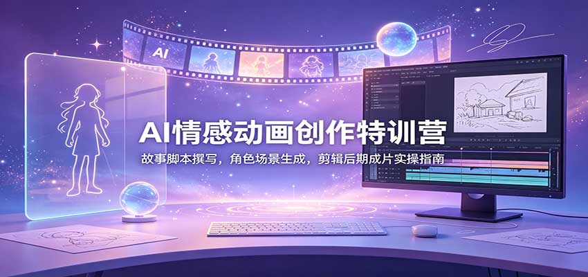 【分享】AI情感动画创作特训营：故事脚本撰写，角色场景生成，剪辑后期成片实操指南-元界资源网