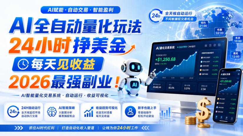 【分享】AI量化全自动操作挣美金,矩阵可日入1000+,适合普通人的副业!-元界资源网