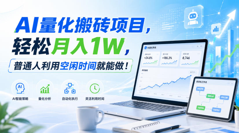 【分享】AI量化搬砖项目，轻松月入1W，普通人利用空闲时间就能做！【揭秘】-元界资源网