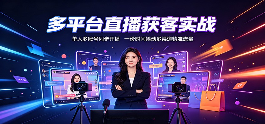 【分享】多平台直播获客实战：单人多账号同步开播，一份时间撬动多渠道精准流量-元界资源网