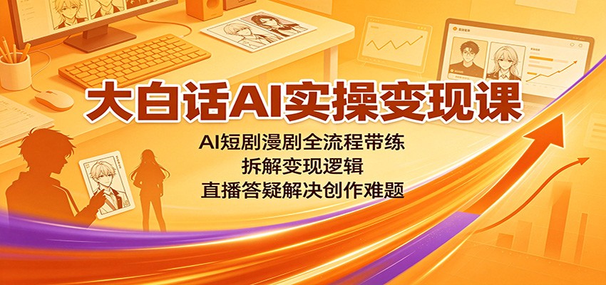 实用大白话AI实操变现课:AI短剧漫剧全流程带练,拆解变现逻辑,直播答疑解决创作难题-元界资源网