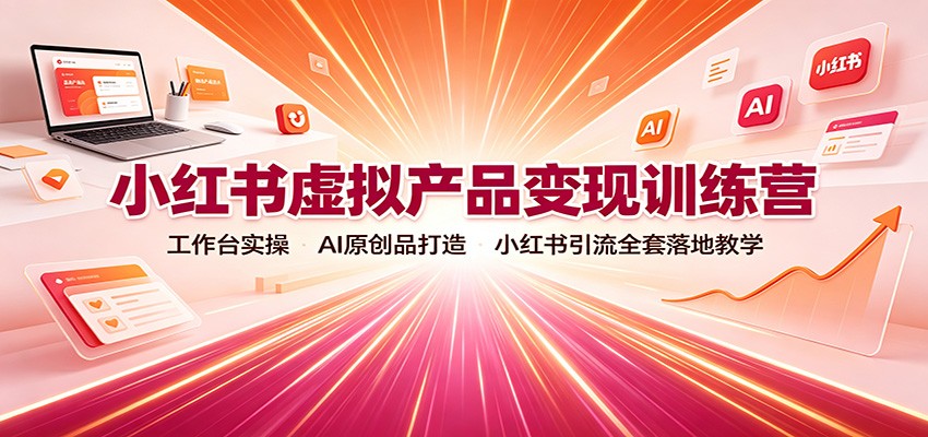小红书虚拟产品变现训练营:工作台实操,AI原创品打造,小红书引流全套落地教学(指南)-元界资源网