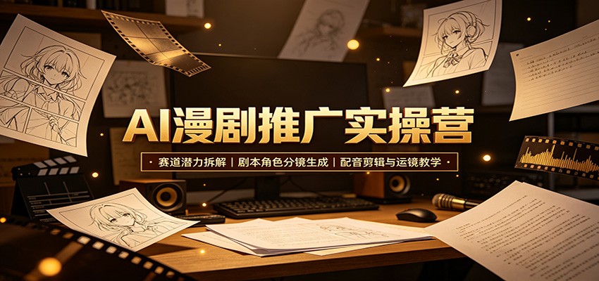 【推荐】AI漫剧推广实操营:赛道潜力拆解,剧本角色分镜生成,配音剪辑与运镜教学-元界资源网