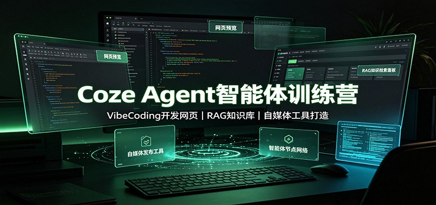【推荐】Coze Agent智能体训练营：VibeCoding开发网页，RAG知识库，自媒体工具打造-元界资源网