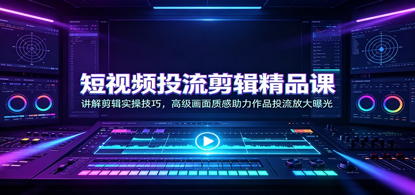 【推荐】短视频投流剪辑精品课：讲解剪辑实操技巧，高级画面质感助力作品投流放大曝光-元界资源网