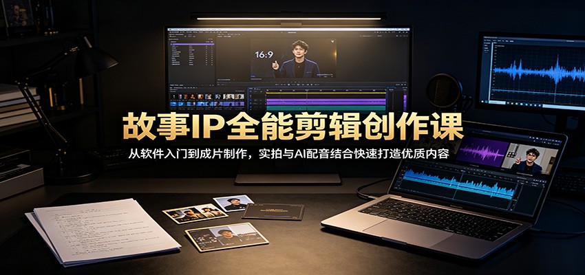 故事IP全能剪辑创作课：从软件入门到成片制作，实拍与AI配音结合快速打造优质内容（资源下载）-元界资源网
