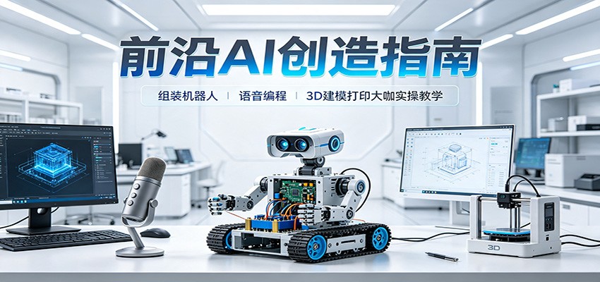 最新前沿AI创造指南:组装机器人、语音编程、3D建模打印大咖实操教学-元界资源网