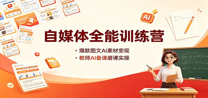 最新自媒体全能训练营:爆款图文AI素材变现,教师AI备课磨课实操-元界资源网