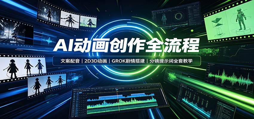 【精选】AI动画创作全流程：文案配音，2D3D动画，GROK剧情搭建，分镜提示词全套教学-元界资源网