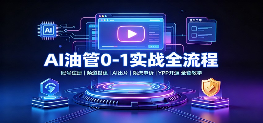 【精选】AI油管0-1实战:账号注册频道搭建,AI出片,限流申诉,YPP开通全套教学-元界资源网