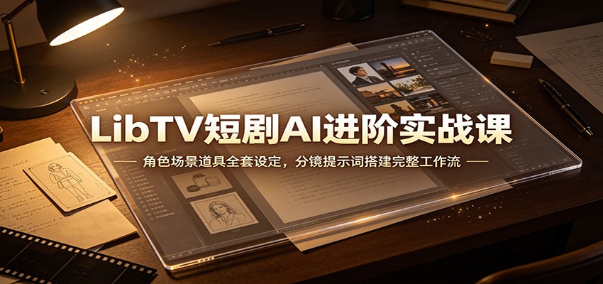 【精选】LibTV短剧AI进阶实战课:角色场景道具全套设定,分镜提示词搭建完整工作流-元界资源网