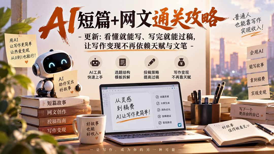 【精选】（20578期）AI短篇+网文通关攻略-更新0921：看懂就能写、写完就能过稿，让写作变现不再依赖天赋与文笔-元界资源网