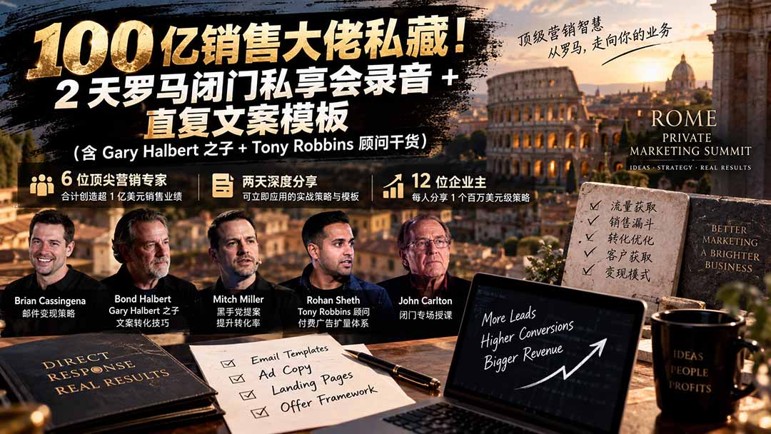 （20593期）100亿销售大佬私藏-无水印！2天罗马闭门私享会录音+直复文案模板【原创双语字幕】（资源下载）-元界资源网