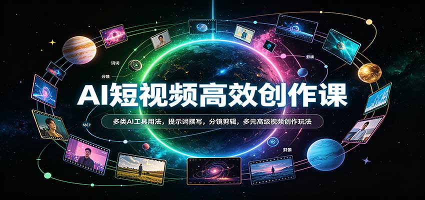 AI短视频高效创作课：多类AI工具用法，提示词撰写，分镜剪辑，多元高级视频创作玩法（资源下载）-元界资源网