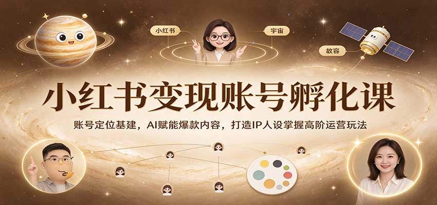 小红书变现账号孵化课:账号定位基建,AI赋能爆款内容,打造IP人设掌握高阶运营玩法(指南)-元界资源网