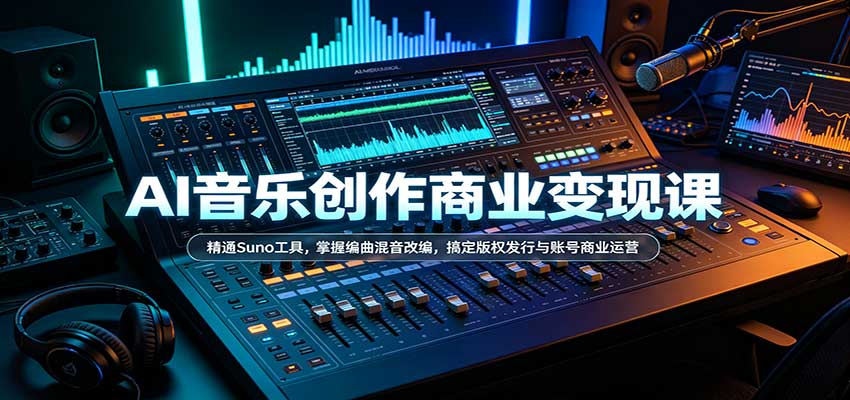 AI音乐创作商业变现课：精通Suno工具，掌握编曲混音改编，搞定版权发行与账号商业运营（教程）-元界资源网