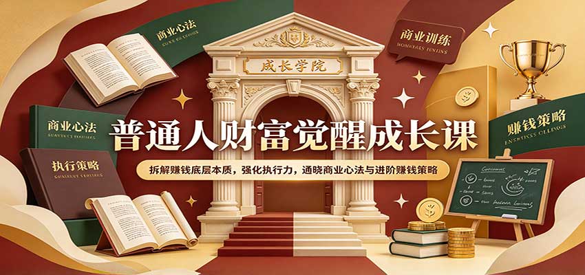 普通人财富觉醒成长课：拆解赚钱底层本质，强化执行力，通晓商业心法与进阶赚钱策略（资源下载）-元界资源网