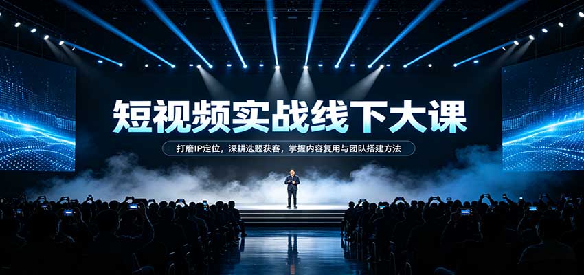【推荐】短视频实战线下大课：打磨IP定位，深耕选题获客，掌握内容复用与团队搭建方法-元界资源网