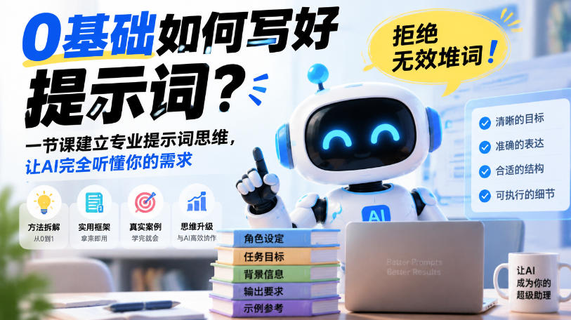 0基础如何写好提示词，拒绝无效堆词！一节课建立专业提示词思维，让AI完全听懂你的需求（合集）-元界资源网