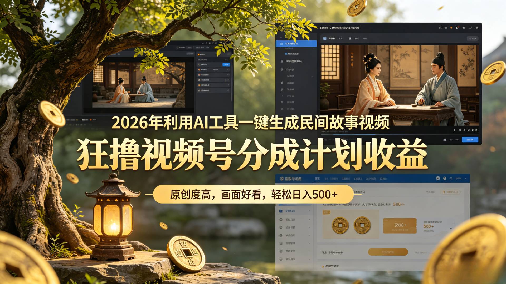 2026年利用AI工具一键生成民间故事视频,狂撸视频号分成计划收益,原创度高,画面好看,轻松日入500+(详解)-元界资源网