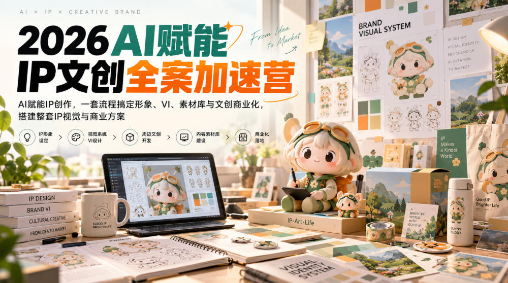 2026AI赋能ip文创全案加速营,AI赋能IP创作,一套流程搞定形象、VI、素材库与文创商业化,搭建整套IP视觉与商业方案(详解)-元界资源网