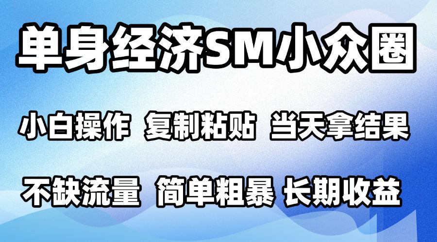 最新2026最新小众SM男粉情感赛道,十分钟见收益,单日2000+小白也能当天上手,可批量放大-元界资源网