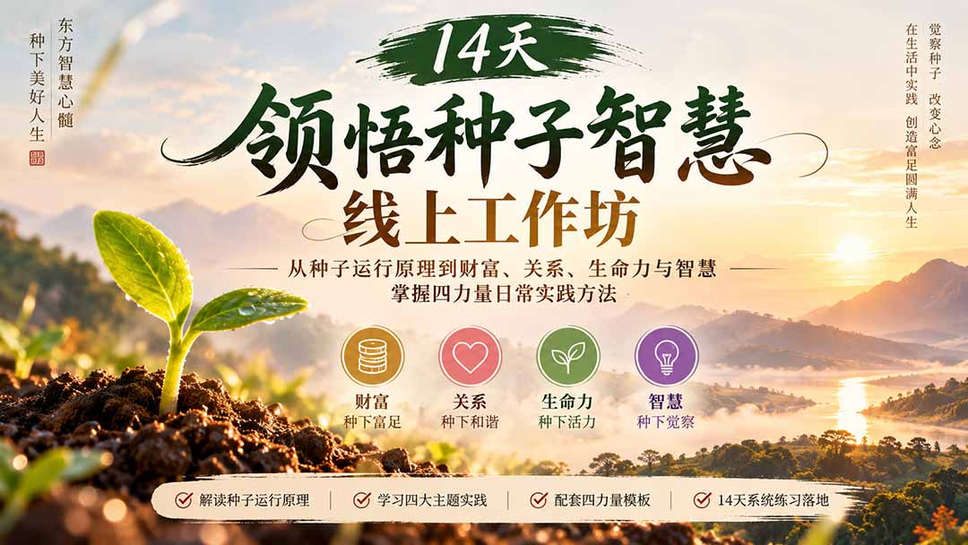 实用（20756期）14天领悟种子智慧线上工作坊｜从种子运行原理到财富、关系、生命力与智慧，掌握四力量日常实践方法-元界资源网