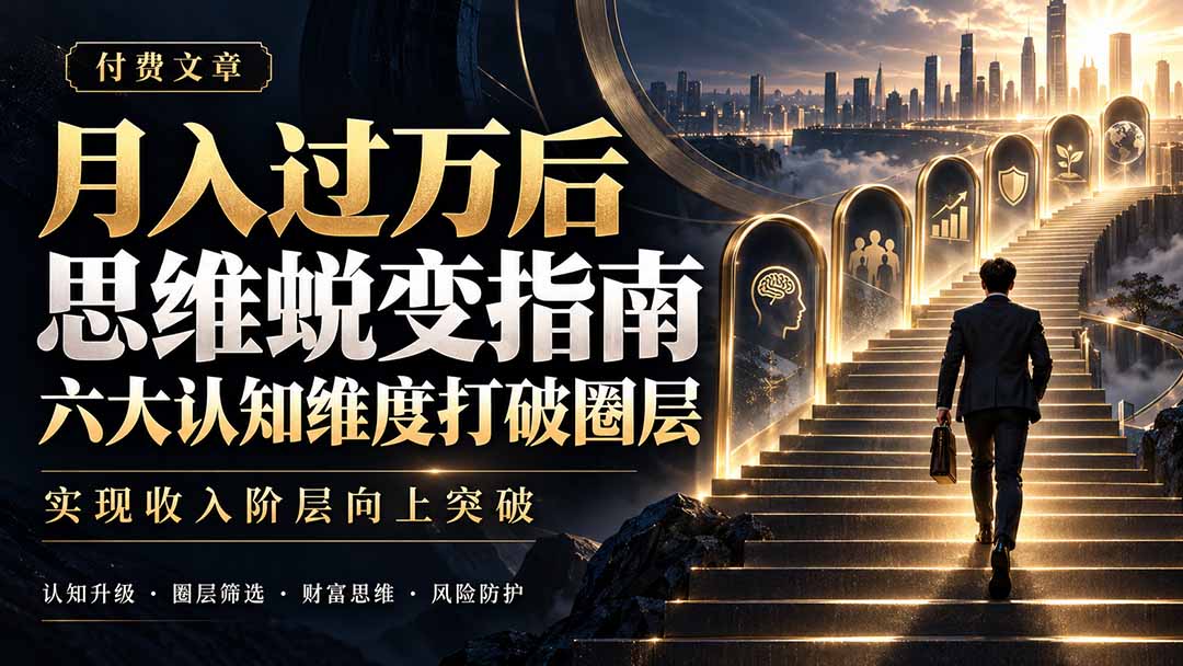 最新(21210期)付费文章:月入过万后思维蜕变指南,六大认知维度打破圈层,实现收入阶层向上突破-元界资源网