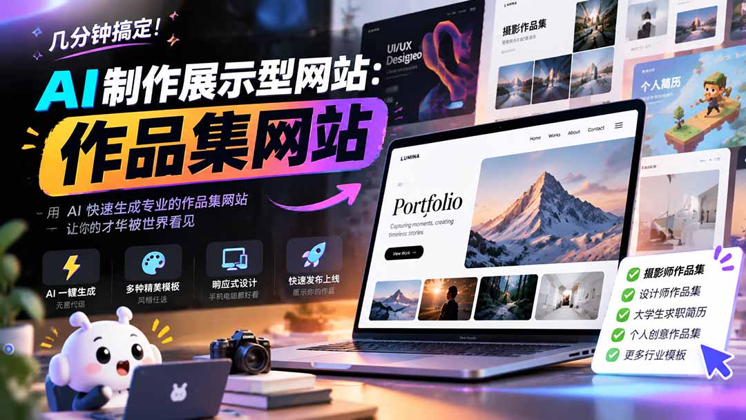 (21213期)几分钟搞定,AI制作展示型网站制作:作品集网站,用AI快速生成专业的作品集网站,接单变现!(教程)-元界资源网