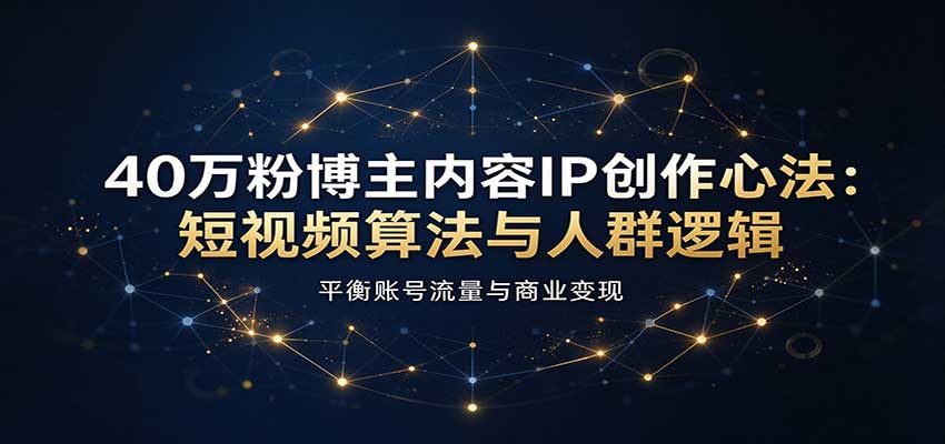 【分享】40万粉博主内容IP创作心法：短视频算法与人群逻辑，平衡账号流量与商业变现-元界资源网