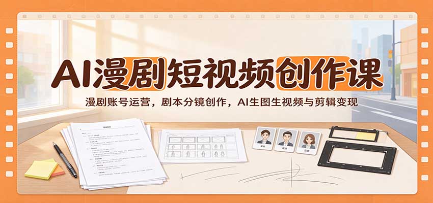 AI漫剧短视频创作课:漫剧账号运营,剧本分镜创作,AI生图生视频与剪辑变现(合集)-元界资源网