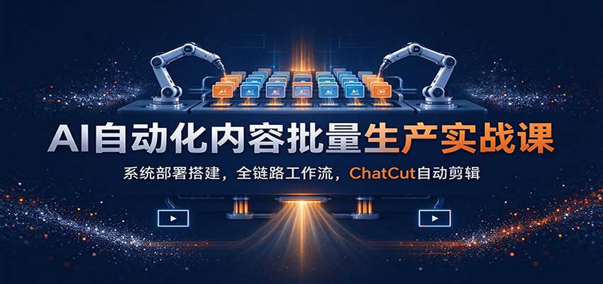 最新AI自动化内容批量生产实战课:系统部署搭建,全链路工作流,ChatCut自动剪辑-元界资源网