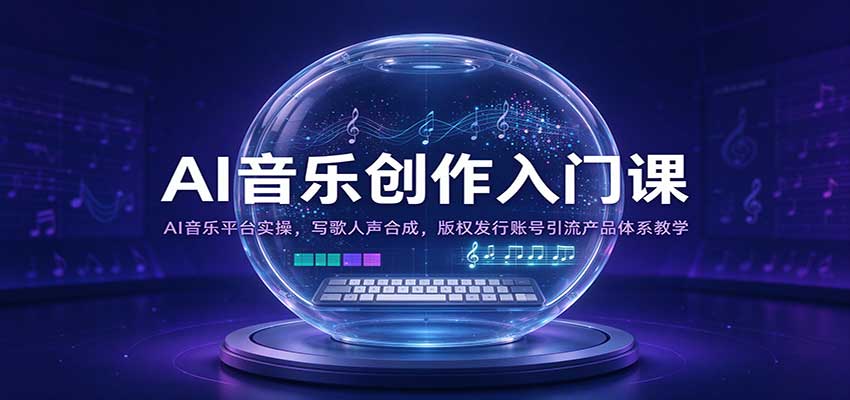 AI音乐创作入门课：AI音乐平台实操，写歌人声合成，版权发行账号引流产品体系教学（教程）-元界资源网