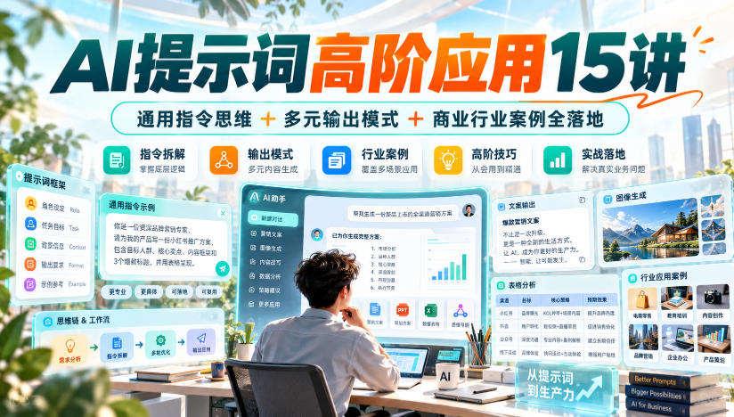 AI提示词高阶应用15讲｜通用指令思维+多元输出模式+商业行业案例全落地（资源下载）-元界资源网