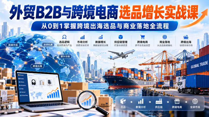 外贸B2B与跨境电商选品增长实战课,从0到1掌握跨境出海选品与商业落地全流程(详解)-元界资源网
