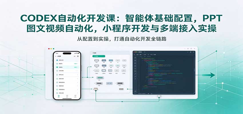 【精选】CODEX自动化开发课：智能体基础配置，PPT图文视频自动化，小程序开发与多端接入实操-元界资源网