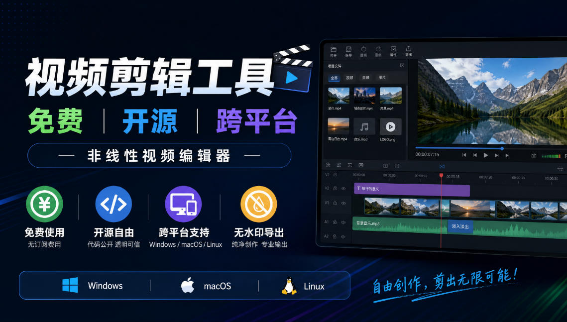 【精选】视频剪辑工具,免费、开源、跨平台,非线性视频编辑器,支持Windows、macOS、Linux,无水印、无订阅费用-元界资源网