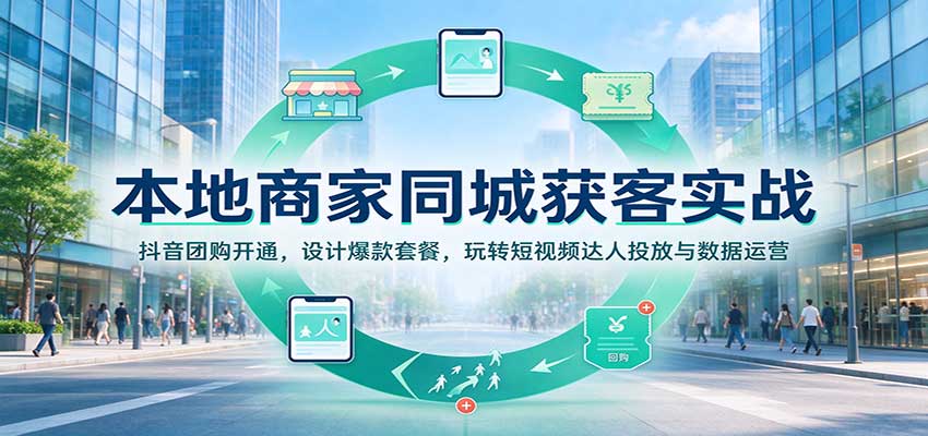 【分享】本地商家同城获客实战:抖音团购开通,设计爆款套餐,玩转短视频达人投放与数据运营-元界资源网