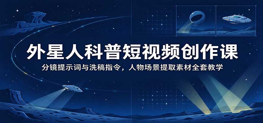 外星人科普短视频创作课:分镜提示词与洗稿指令,人物场景提取素材全套教学(教程)-元界资源网