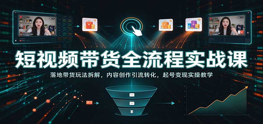 短视频带货全流程实战课：落地带货玩法拆解，内容创作引流转化，起号变现实操教学（合集）-元界资源网