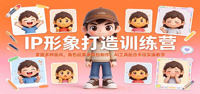 【精选】IP形象打造训练营：掌握多种画风，角色延展表情包制作，AI工具配合手绘实操教学-元界资源网