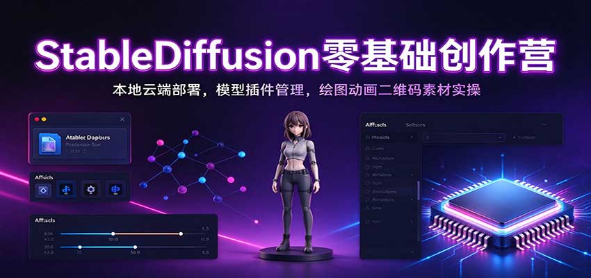 StableDiffusion零基础创作营:本地云端部署,模型插件管理,绘图动画二维码素材实操(教程)-元界资源网