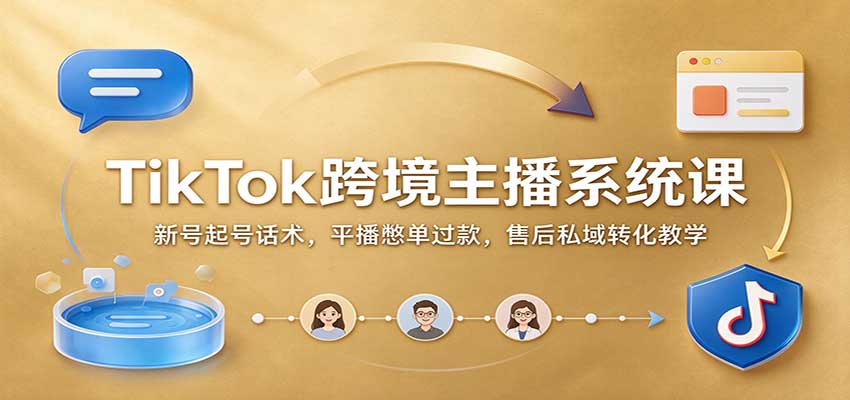 TikTok跨境主播系统课:新号起号话术,平播憋单过款,售后私域转化教学(详解)-元界资源网