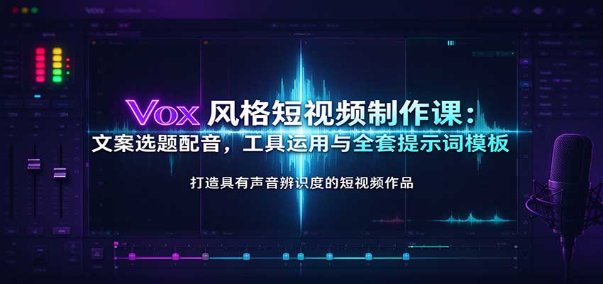 实用Vox风格短视频制作课:文案选题配音,工具运用与全套提示词模板-元界资源网